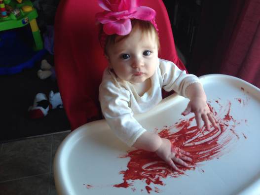 Baby painting with non-toxic paint